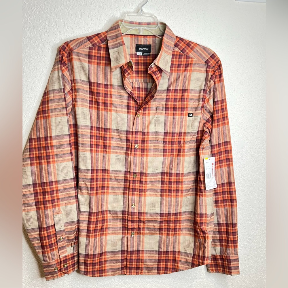 NWT Marmot Zephyr Shirt. Auburn Plaid. Size Men’s Large